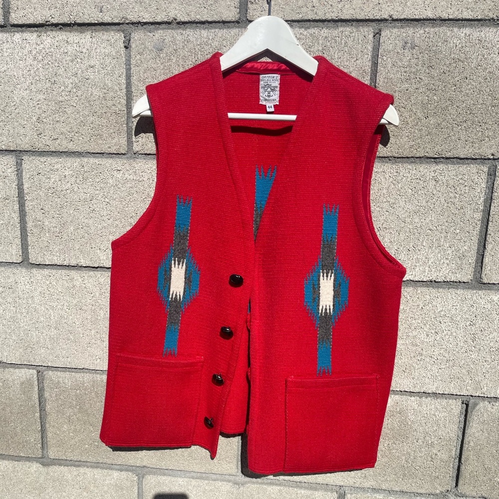 Vintage Chimayo RED Unisex Ortega's Wool Vest Size 44/L